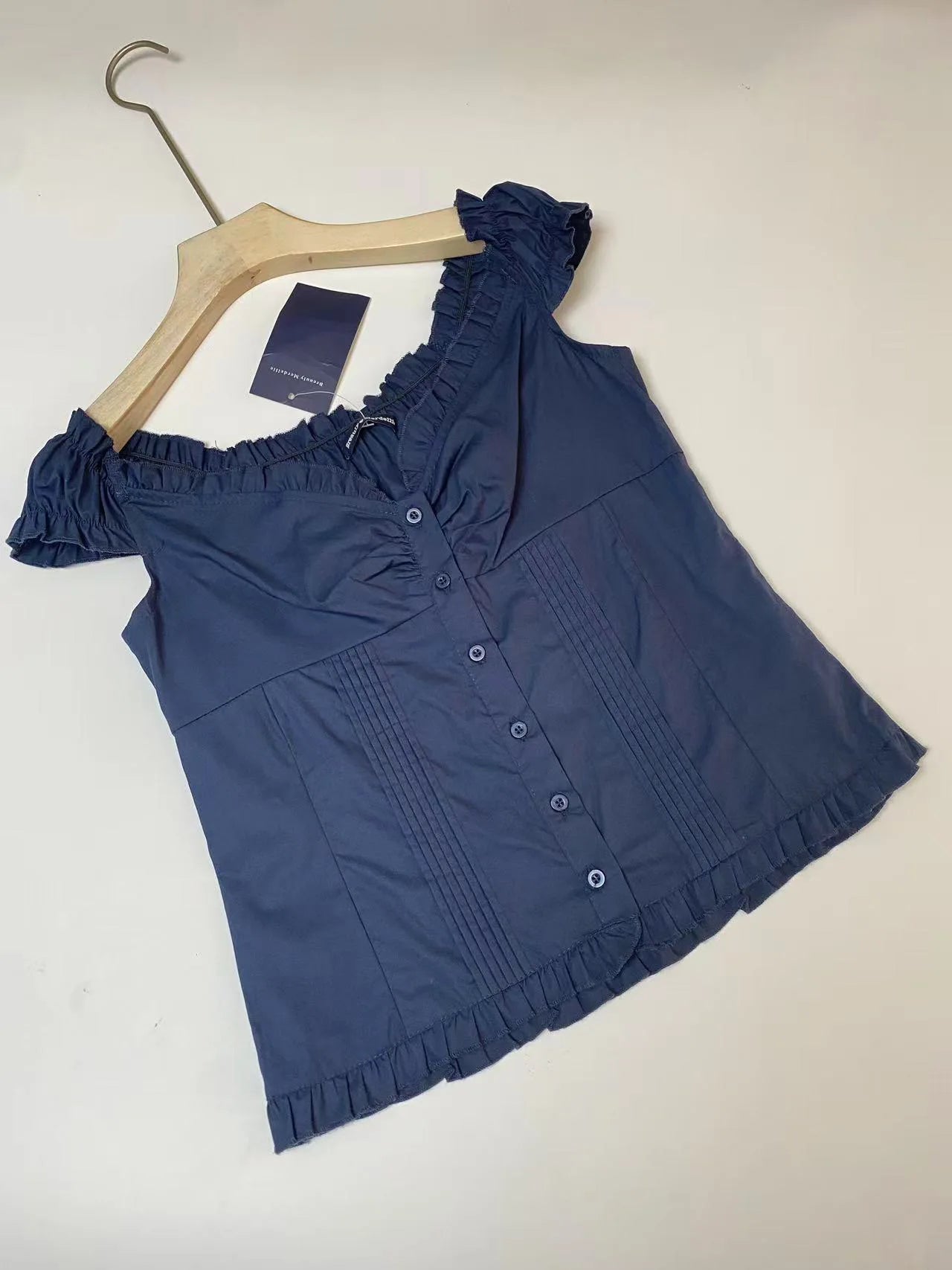 Cute Red Plaid Folds Blouse Tees Women Casual Single Breasted Ruffle Sleeveless Tank Tops Sweet Vintage Preppy Style Camisole