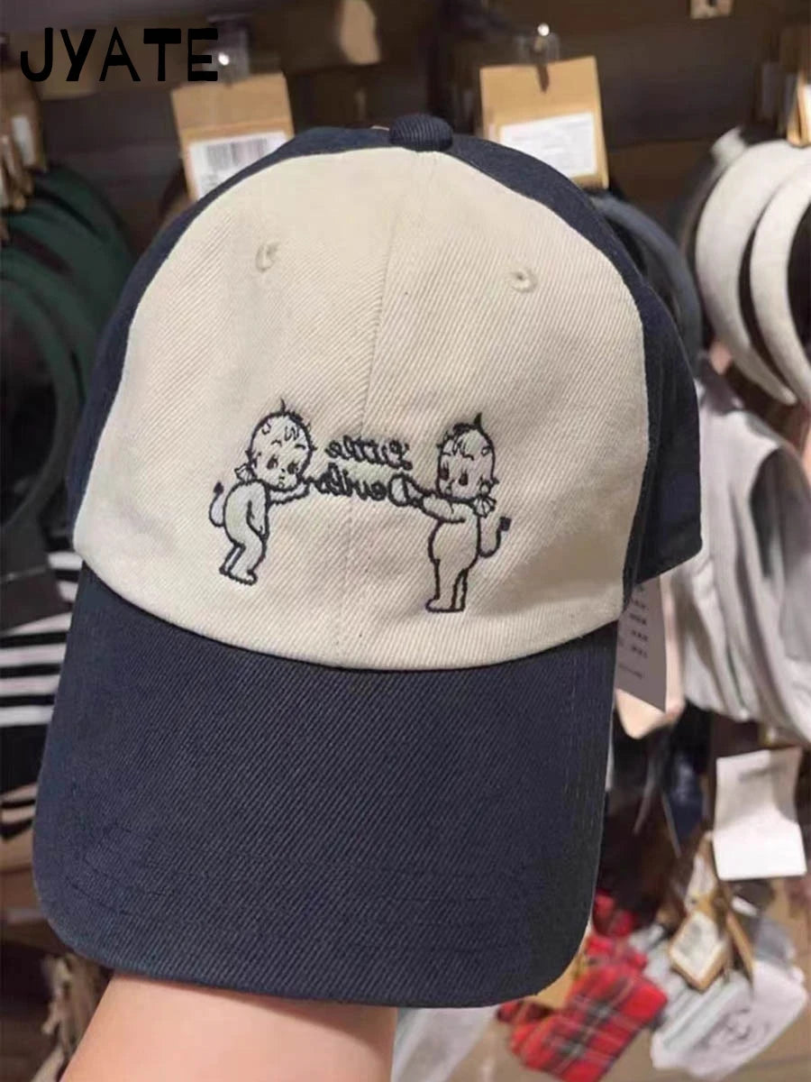 New Letter Embroidery Red Baseball Cap Women Casual Street Cartoon Sunscreen Hat Femme Vintage Preppy Style Snapback Hats Y2K