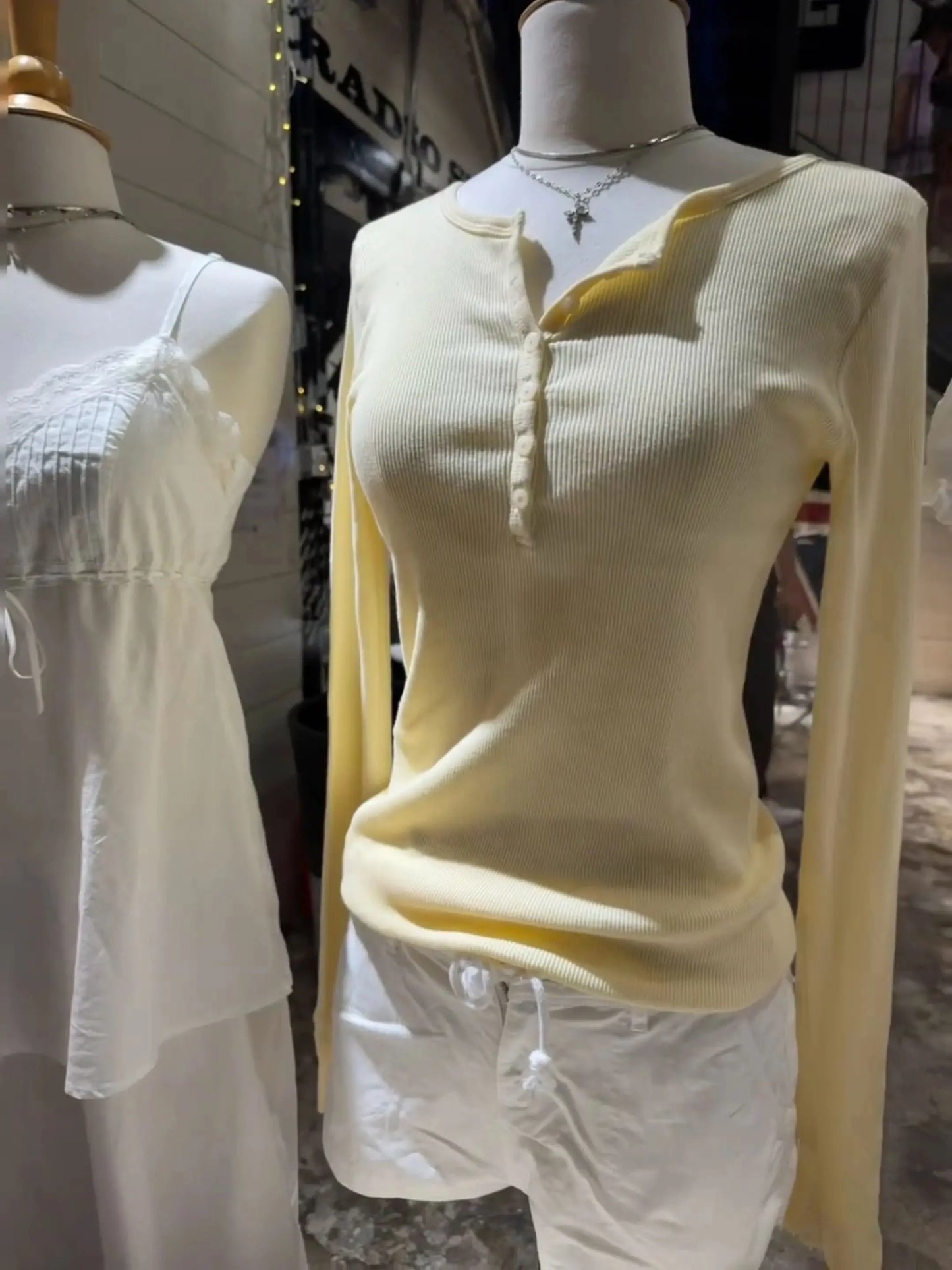 Multiple Colors Basic Long Sleeve Tshirt Autumn O-neck Six Buttons Ribbed Woman's T-shirt Casual Simple Cotton Slim Tee Tops y2k