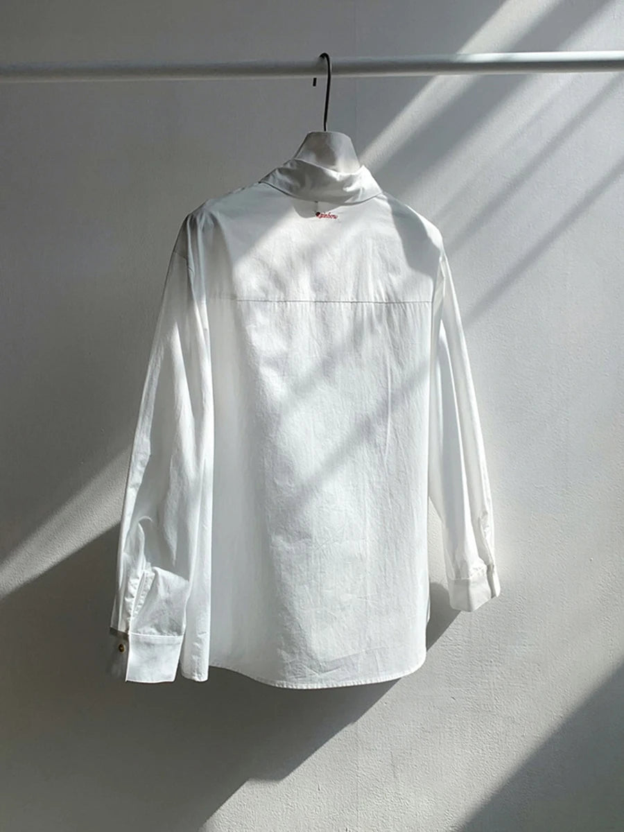 Basic Simple Buttons Blouse Tops Women New Streetwear Solid Turn-down Collar Long Sleeve Tee Sweet Chic Elegant T-shirts Y2K Top