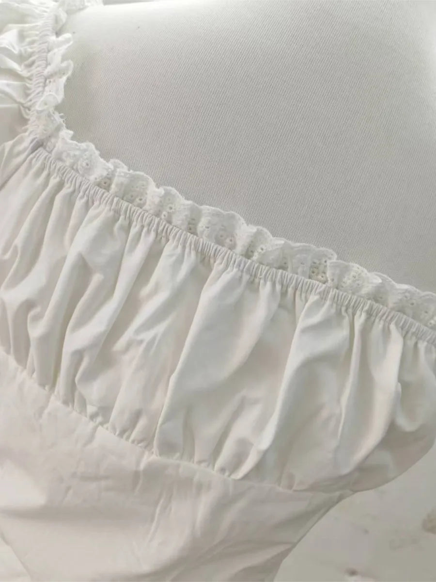 White Lace Trim Ruffles Short Sleeve Tees Women Summer Casual Streetwear Shirt Tops Sweet Chic Preppy Style Cropped T-shirts New