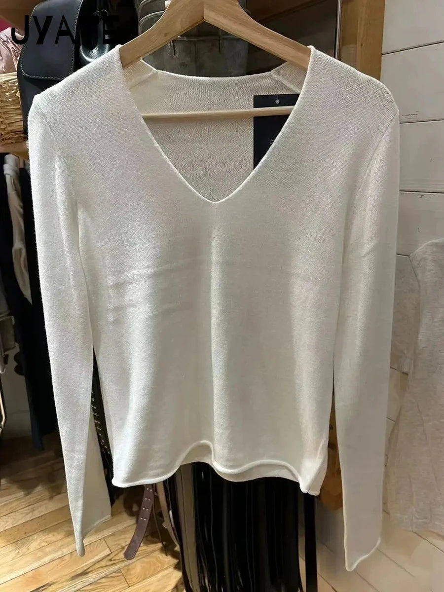 Gray Raw Trim Knit Cropped Sweater Women Scoop Neck Long Sleeve Cotton Loose Jumper Autumn Simple Sweet Oversized Crop Top Y2K