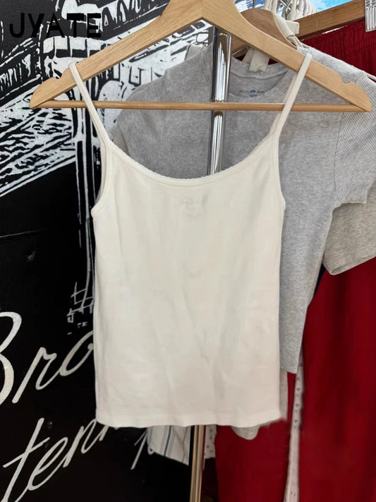 Cute Strawberry Bear Print Tank Tops Women Summer New Cotton Slim Casual Sleeveless Cropped Vests Sweet Preppy Style Camis Y2K