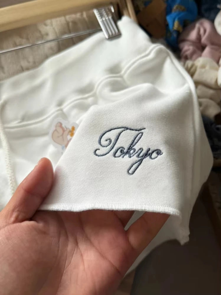 White Letter Embroidery Sweatshorts Woman Summer Low Waist Drawstring Straight Short Pant Female Casual Sweet Sport Shorts
