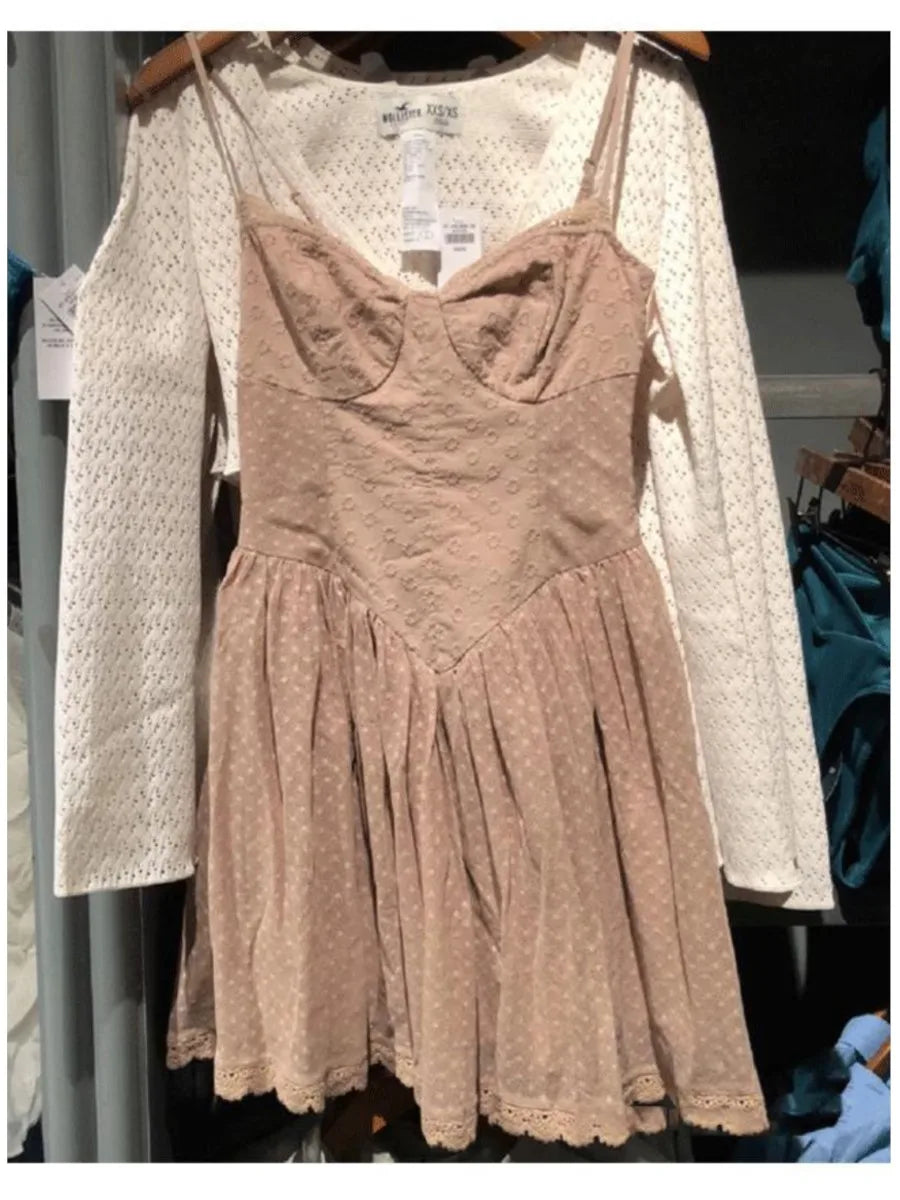 White Lace Trim Bow Mini Dress Women Summer Streetwear Button Sleeveless A-line Short Vestidos Vintage Sweet Elegant Dresses New