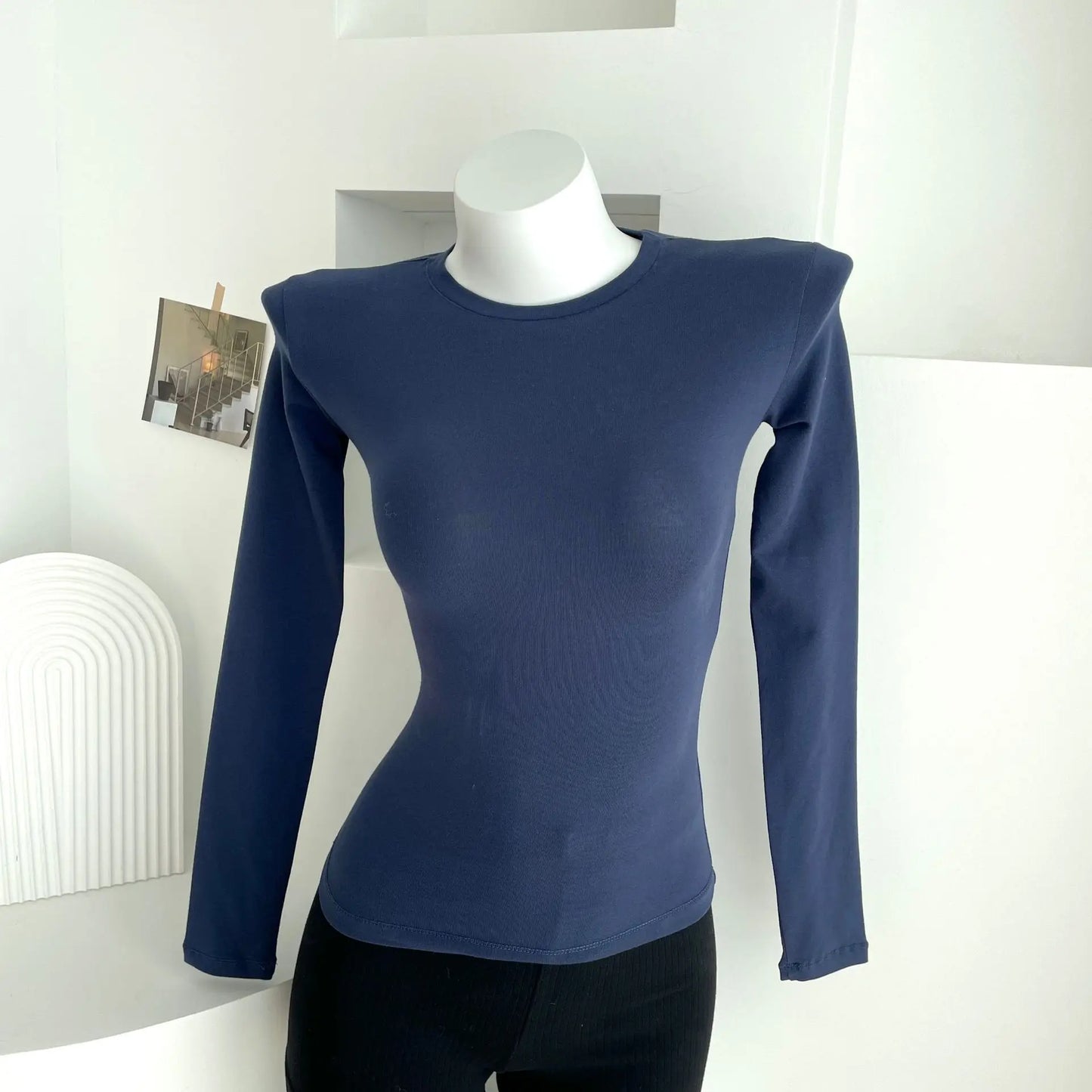 Solid Skinny Cotton T-shirt Women Casual Simple All-match O-neck Yoga Long Sleeve Tees Female Elegant Sweet Basic Sport T-shirts