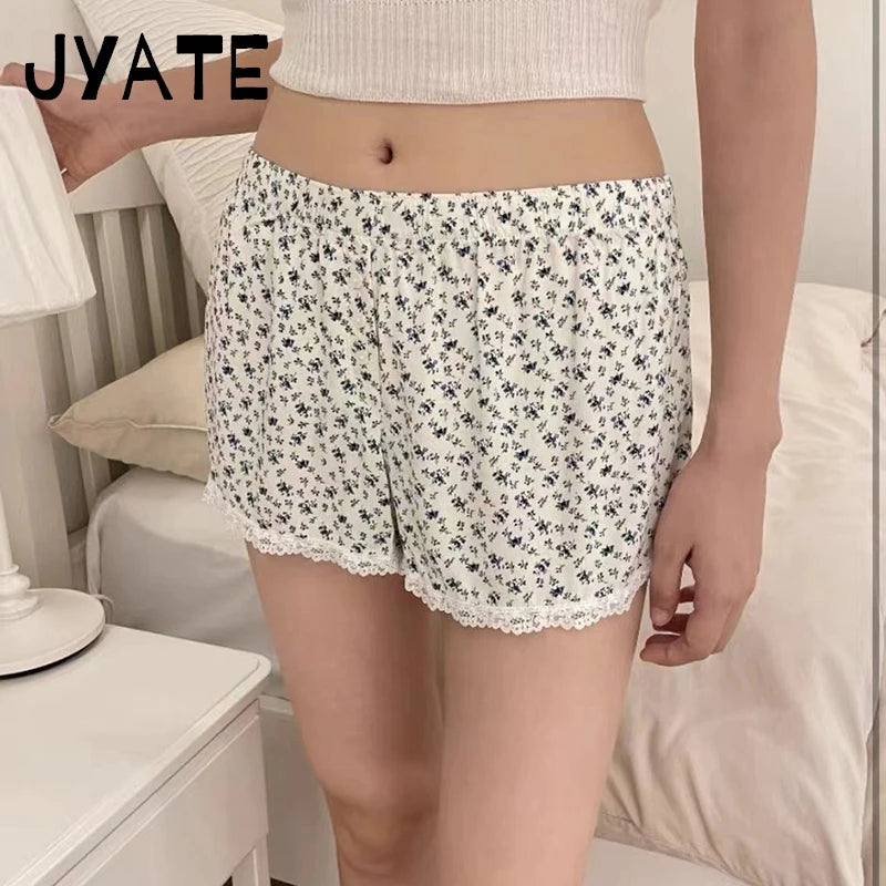 Fashion Drawstring Loose Straight Shorts Women Summer New Casual High Waist Home Underwear Preppy Style Vintage Chic Short Pants