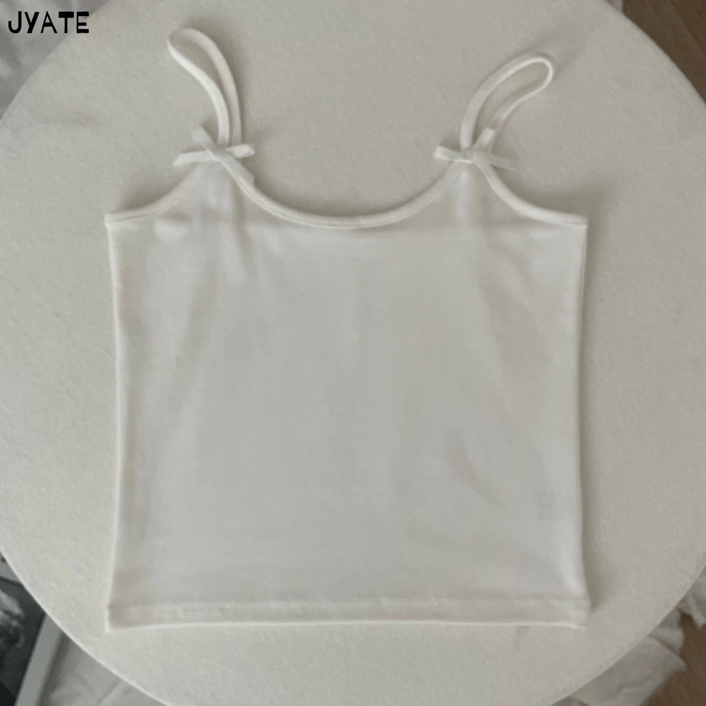 Simple Solid Bow U-neck Tank Tops Women Summer New Cotton Soft Slim Preppy Style Cropped Vests Vintage Basic Sweet Camisole Y2K