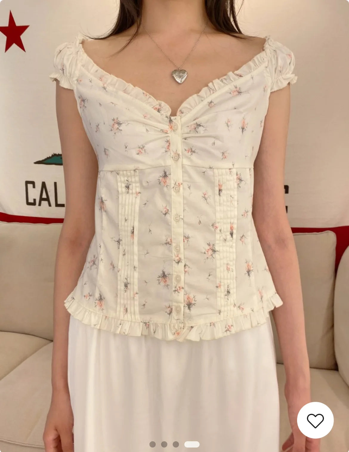 Floral Folds Ruffle Blouse Top Women Summer New Single Breasted Sleeveless Tank Tops Vest Sweet Cute Preppy Style Camisole OOTDS