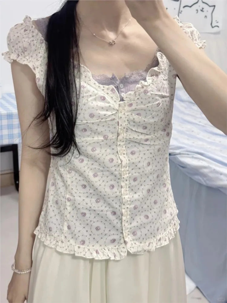 ppurple floral t-shirt women summer v-neck short sleeve tees
