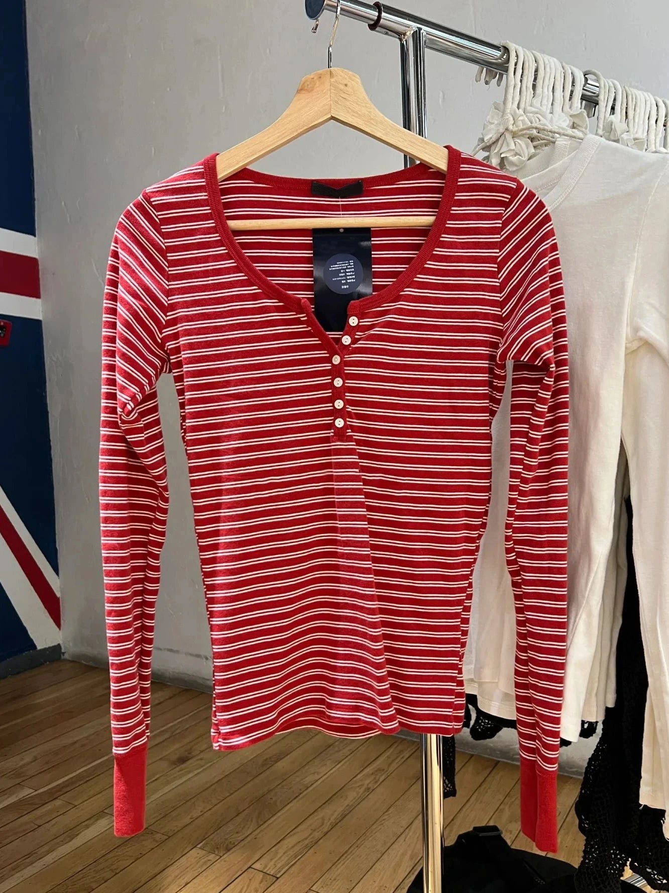 Cute Pink Brown Striped T-shirt Women Buttons O-Neck Cotton Slim Patchwork Long Sleeve Tee Sweet Preppy Style Tshirt Y2K Top New