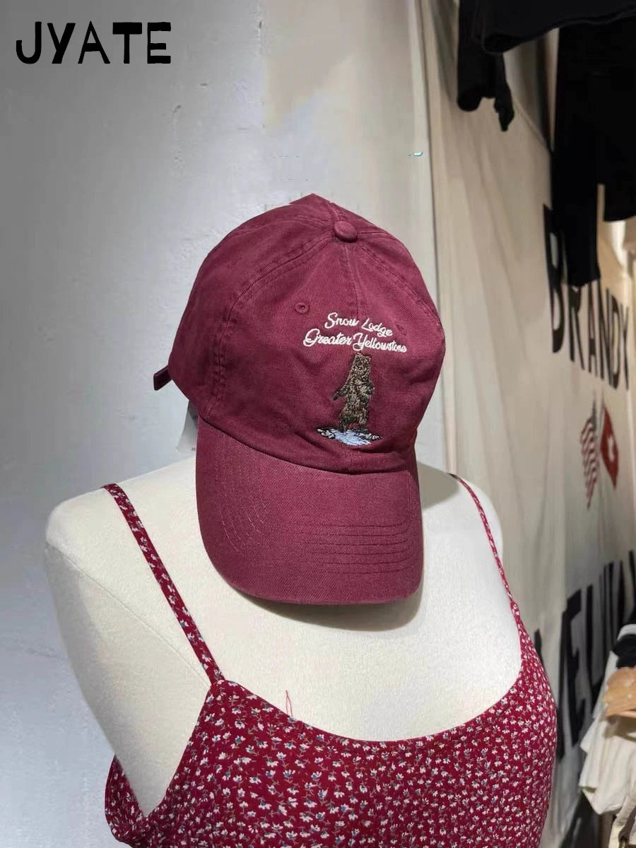 New Letter Embroidery Red Baseball Cap Women Casual Street Cartoon Sunscreen Hat Femme Vintage Preppy Style Snapback Hats Y2K