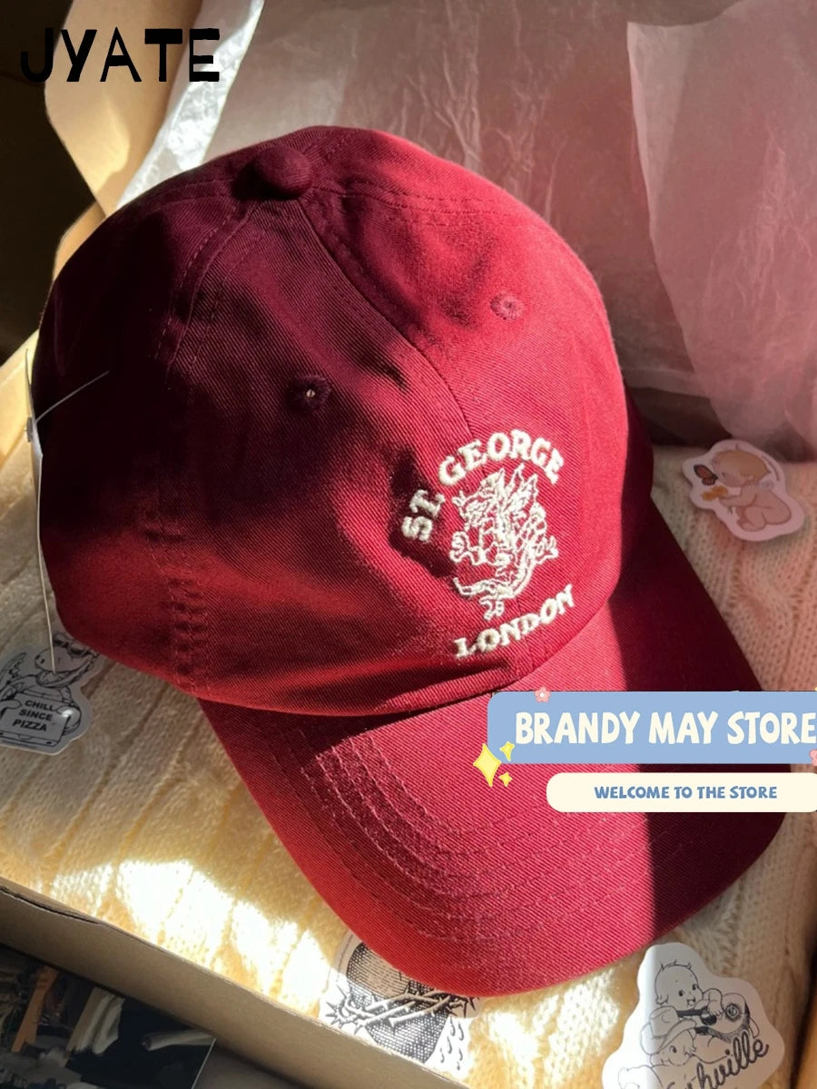 New Letter Embroidery Red Baseball Cap Women Casual Street Cartoon Sunscreen Hat Femme Vintage Preppy Style Snapback Hats Y2K