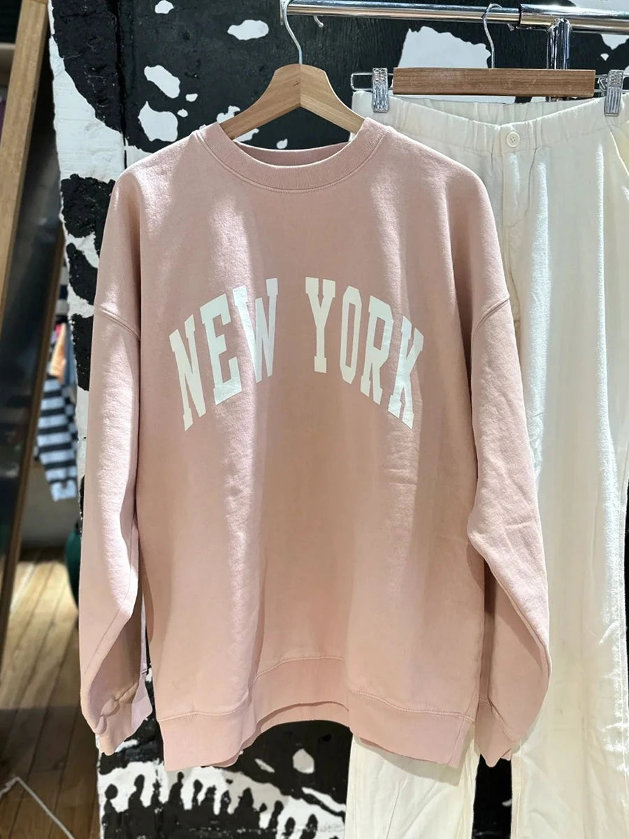 Letter Print Pink Loose Sweatshirt Woman Autumn O-neck Cotton Long Sleeve Pull Hoodie Sweet Cute Preppy Style Oversized Top Y2k