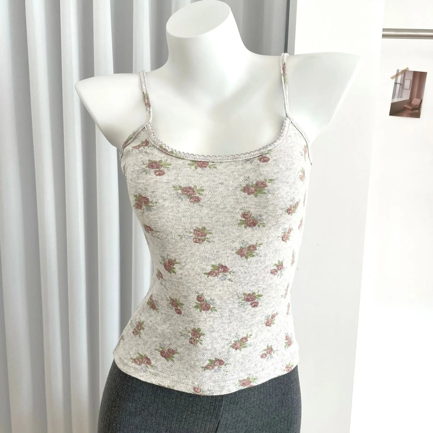 Floral Print Slim Cotton Camisole Women Summer Simple Streetwear Sleeveless Vests Female Cute Sweet Preppy Style Tank Tops Y2K