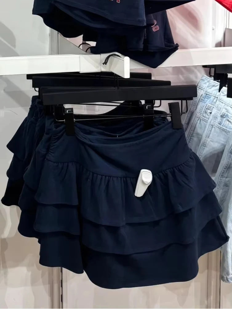 Tiered Ruffle White Mini Skirts Women Summer Sweet Cotton High Waist Skirt Female Cute Vintage Preppy Style A-line Short Faldas