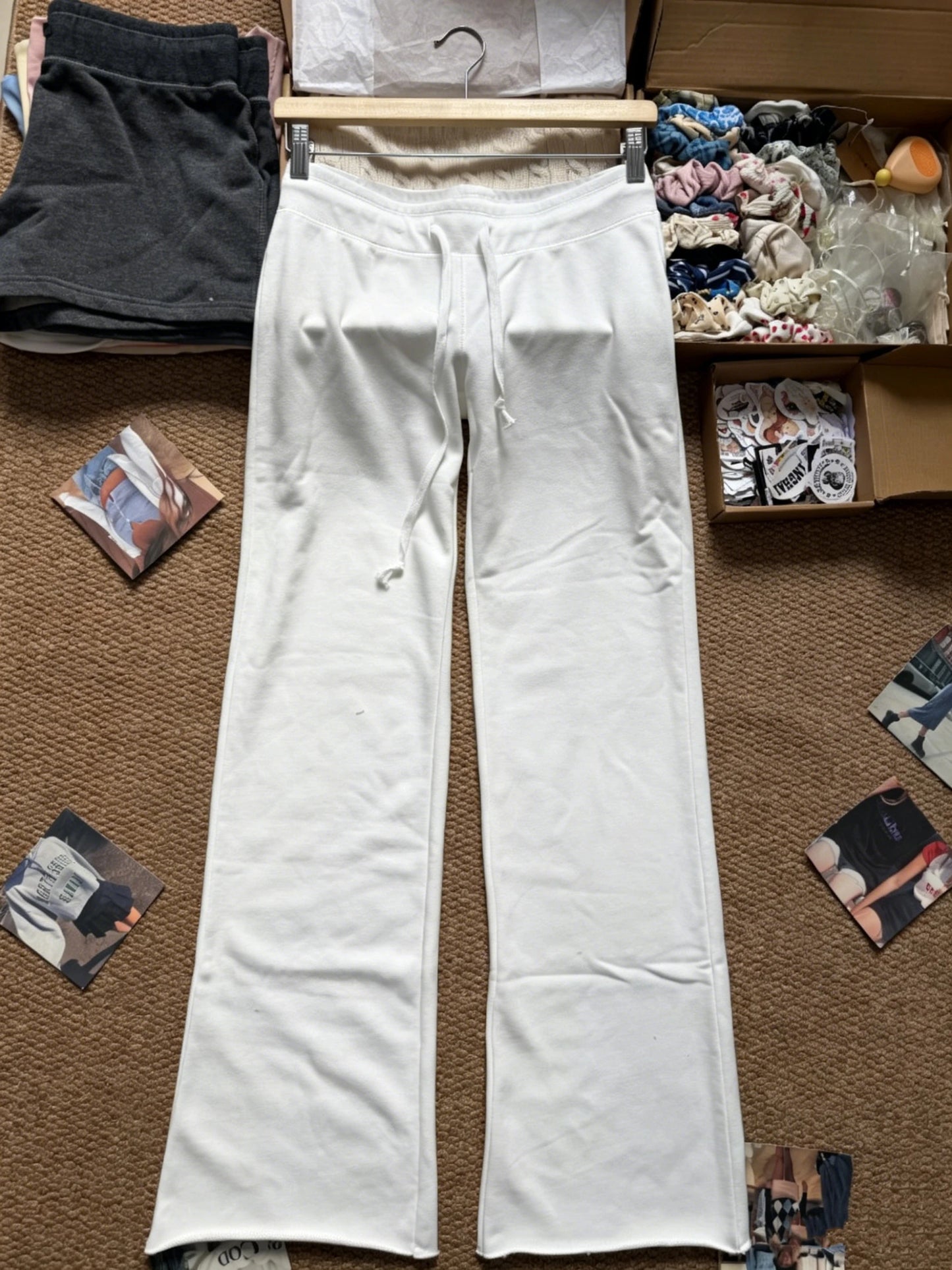 Raw Hem Drawstring Sweatpants Women New Simple Basic Casual High Waist Wide Leg Pants Vintage Sweet Loose Joggers Trousers Y2K