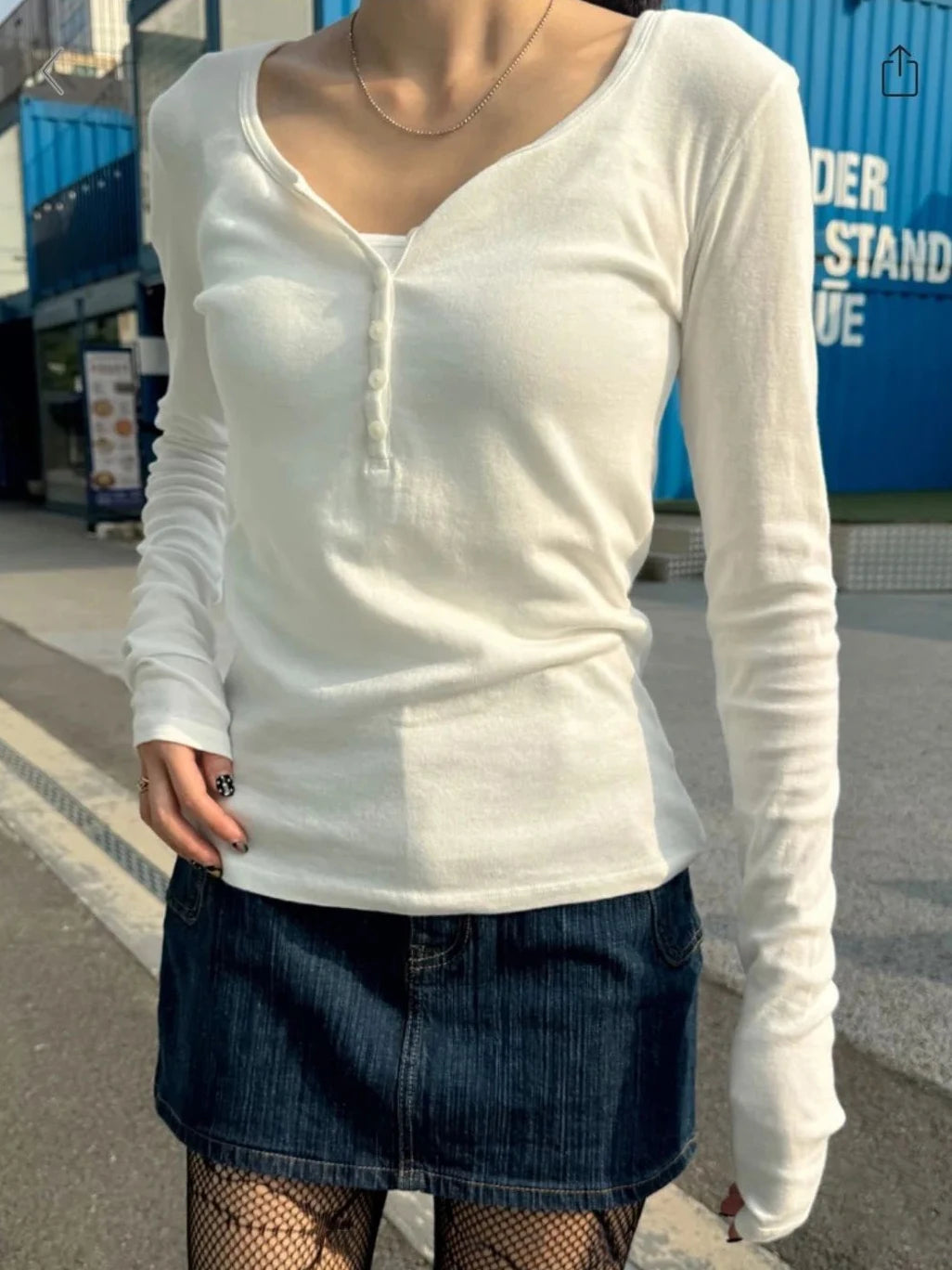 Vintage Buttons White Basic Long Sleeve T-shirts Women Autumn Round Neck Cotton Slim Tee Top Female Sweet Streetwear T Shirt Y2K