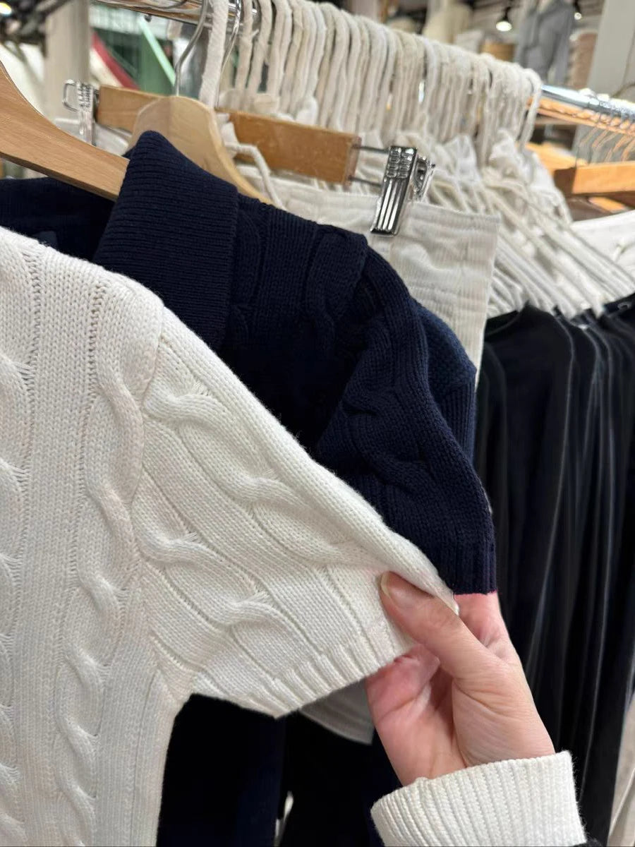 Navy Twist Flower Knit T-shirts Women Casual Turn Down Collar Short Sleeve Tees Sweet American Vintage Tops Y2K T shirts New