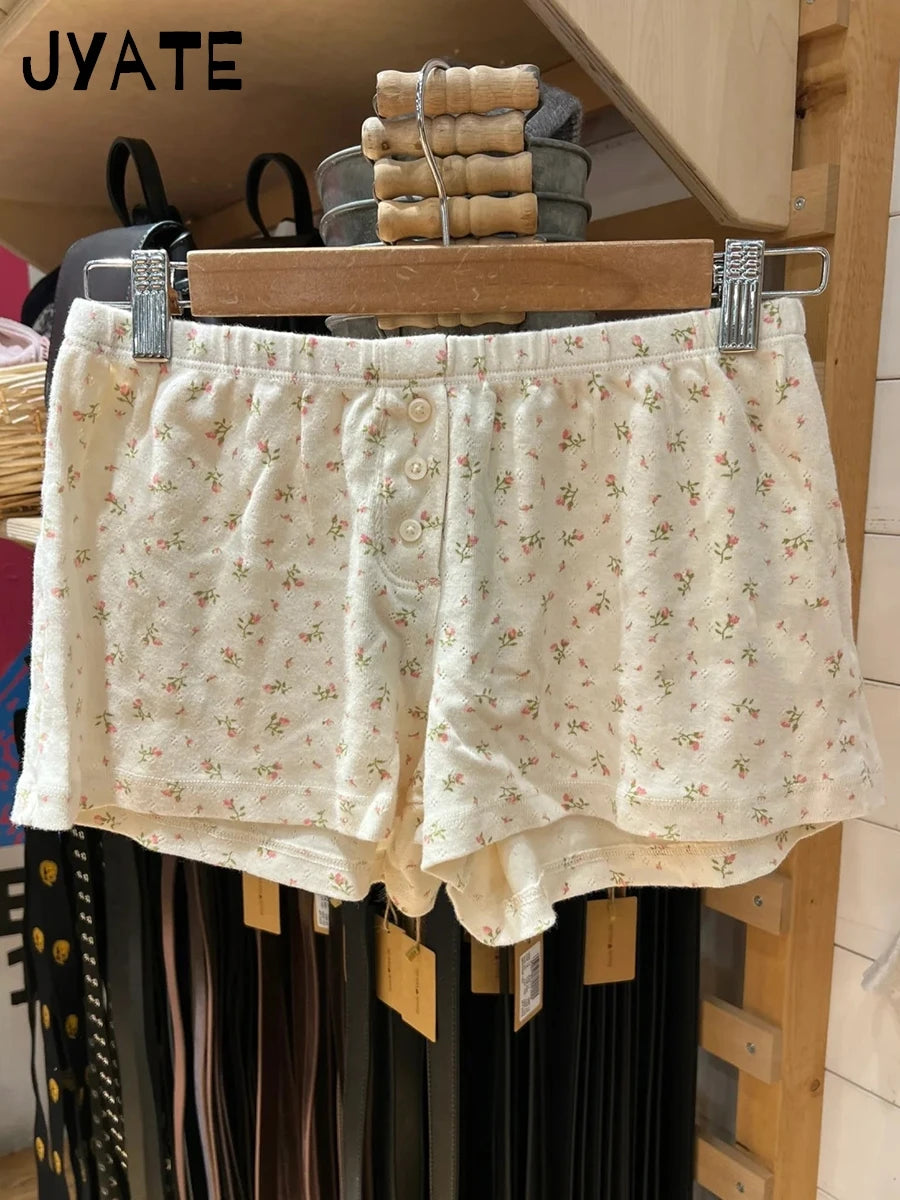 Fashion Striped Buttons Short Pants Women Summer Casual Elastic High Waist Home Underwear Vintage Cute Preppy Style Y2K Shorts