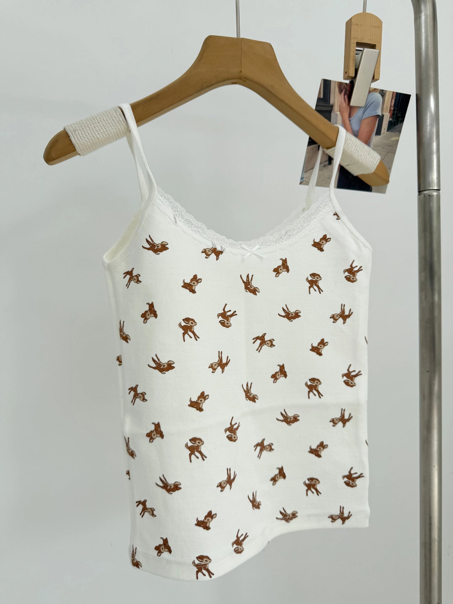Little Deer Lace Trim Tank Tops Women Summer New Casual Preppy Style Slim Bow Sleeveless Vests Sweet Cute Vintage Camisole Y2K