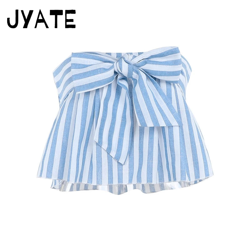 Fashion Blue Striped Straps Halter Neck Camisole Women Summer New Casual Simple Sleeveless Vest Vintage Sweet Chic Tank Tops Y2K