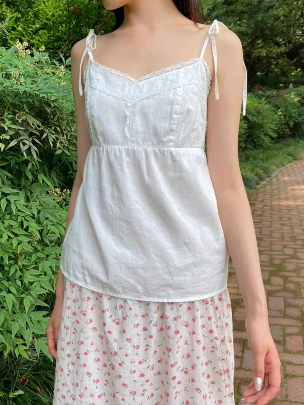 Sweet White Lace Trim Tank Tops Women Summer New Casual V-neck Lace-up Sleeveless Camisole Female Cute Preppy Style Vest Y2K Top