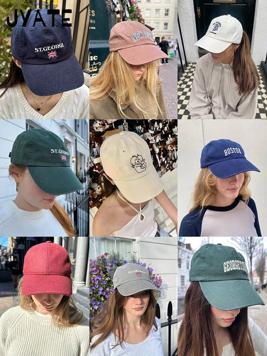 New Letter Embroidery Red Baseball Cap Women Casual Street Cartoon Sunscreen Hat Femme Vintage Preppy Style Snapback Hats Y2K