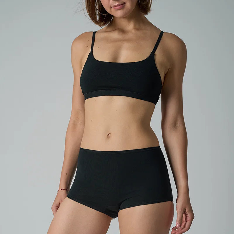 Simple High Elasticity Lingerie Sport Set Women Casual Cotton Adjustable-strap Seamless Bras+Low Waist Boxer Chic Briefs Sets