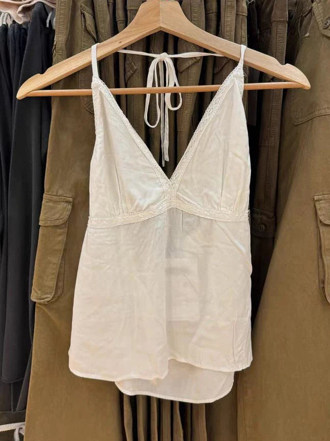 Sweet Floral Print Tank Tops Women New Cotton Slim Sexy Lace Trim V-neck Bow Sleeveless Vests Preppy Style Cute Camisole Y2K Top