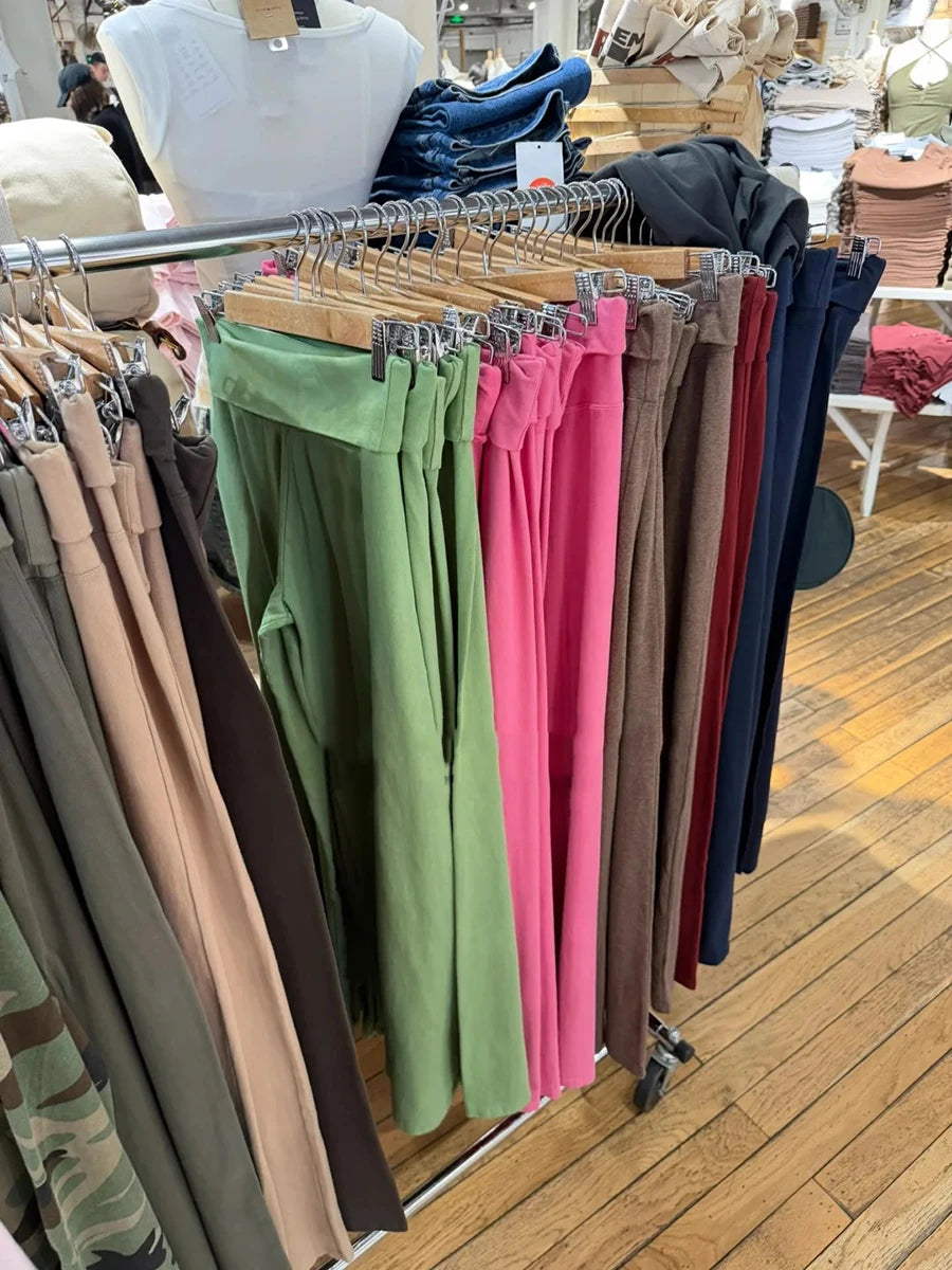 Flip Up Skinny Cotton Yoga Pants Women Casual Simple Elastic High Waist Flare Pant Sweet Cute Streetwear Straight Sport Trousers