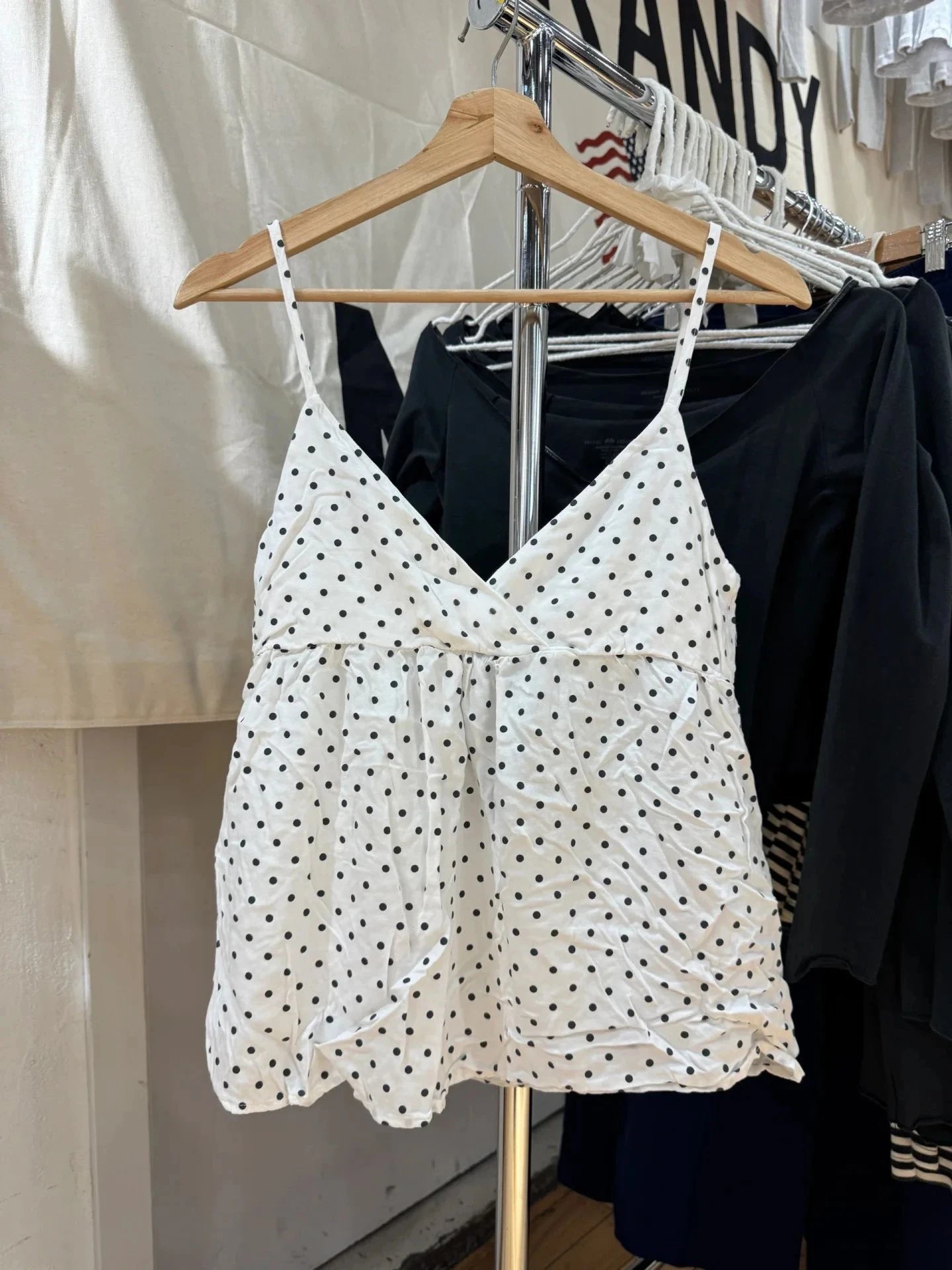 Deep V-neck Polka Dot Tank Top for Women Summer New White Casual Backless Cotton Camisole Female All-match Slim Sweet Vest Tops