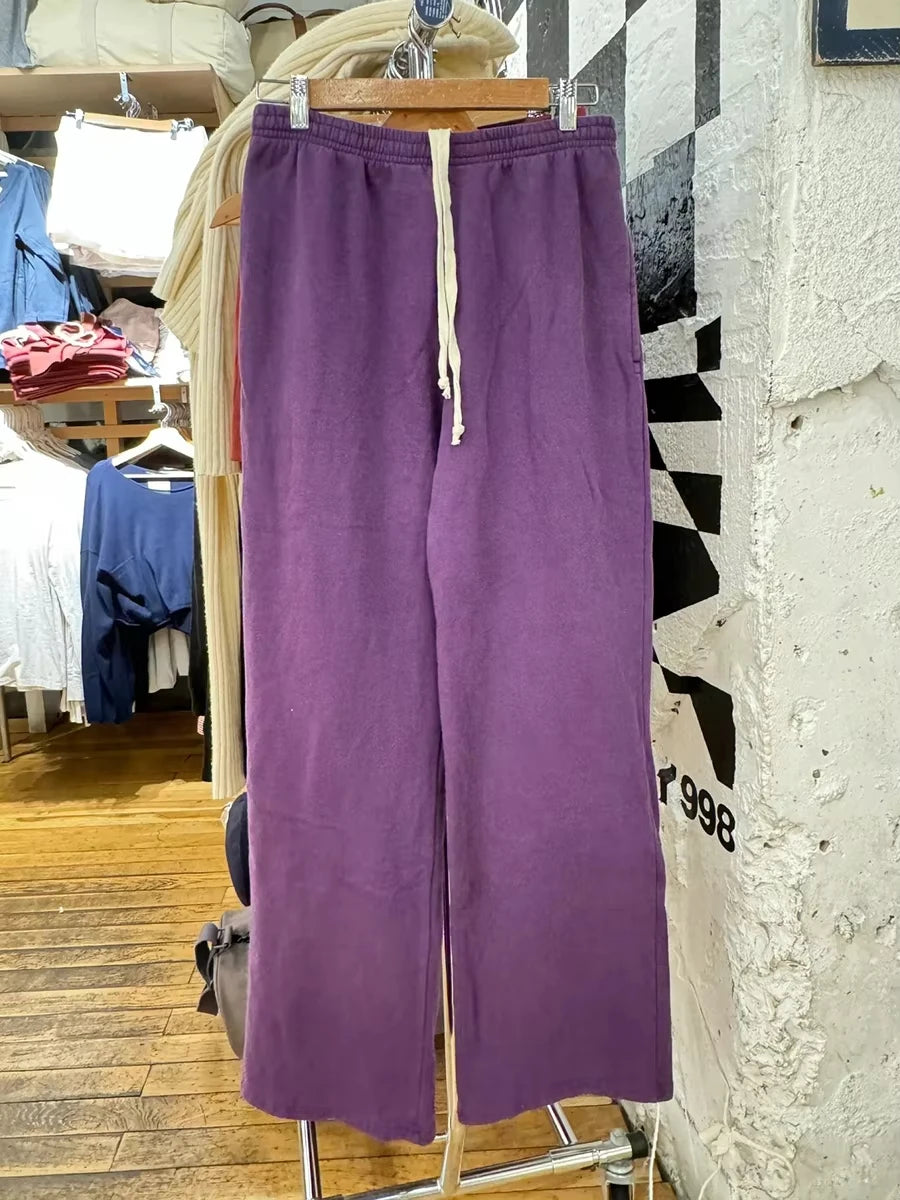 Red Vintage Drawstring Straight Sweatpants Women Chic High Waist Cotton Simple Sport Long Pant Sweet Casual Y2K Sweatpants New