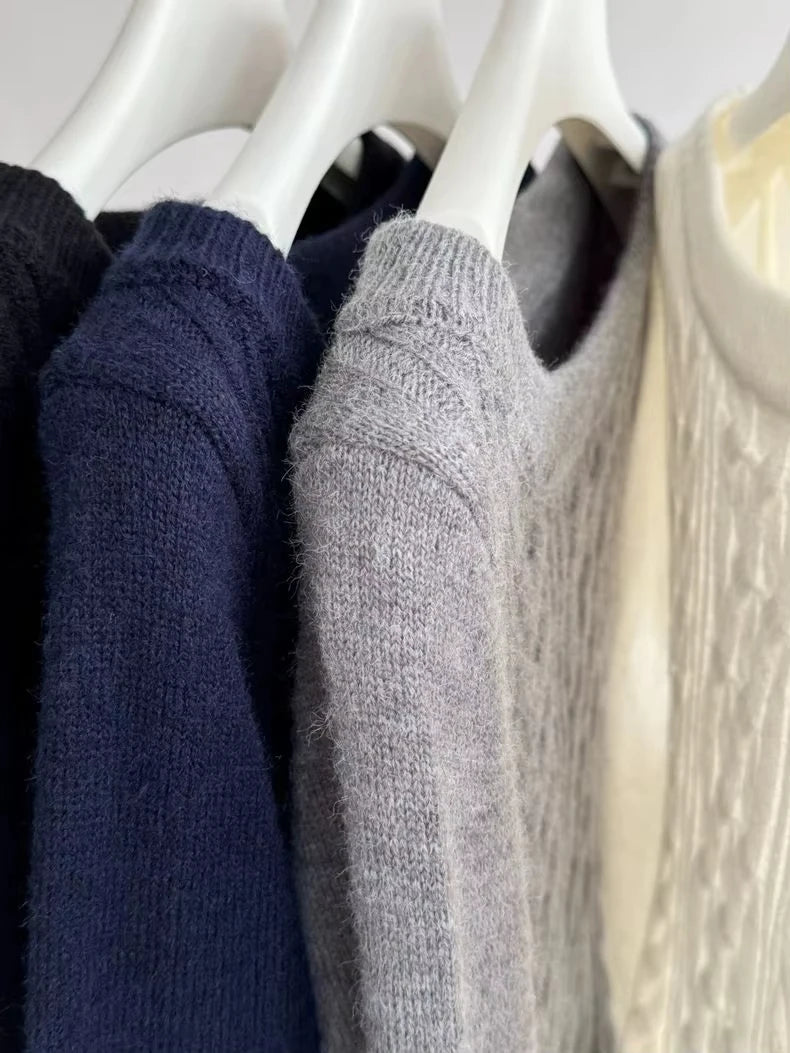 Gray Slash Neck Slim Knitted Sweater Women Casual Long Sleeve Cotton Pull Sweaters Vintage Simple Preppy Style Jumpers
