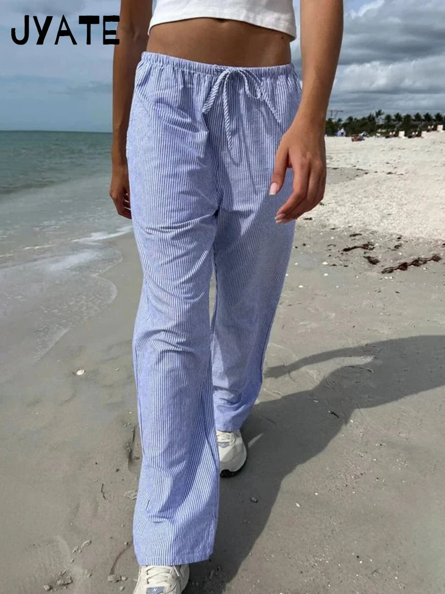Pink Plaid Drawstring Straight Sweatpants Women Spring Cotton Casual High Waist Trousers Vintage Sweet Cute Sport Long Pants Y2K