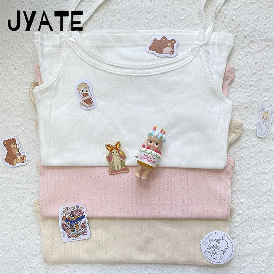 Sweet Lace Trim Eyelet Bow Tank Tops Women Cotton Soft Casual Solid Slim Basic Sleeveless Vests Cute Preppy Style Camisole Y2K