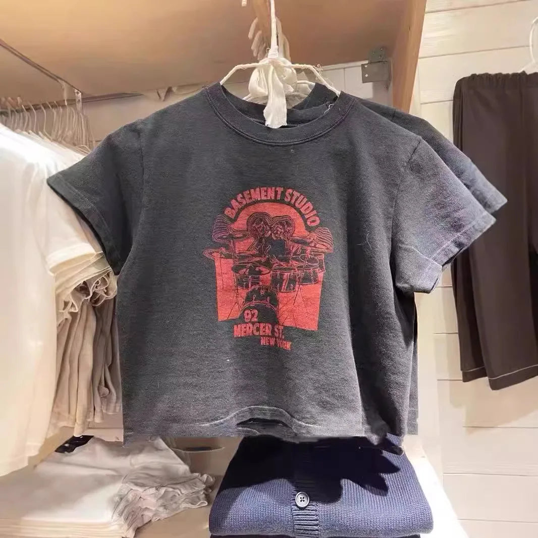 Dragon Graphic Short Sleeve Tees Women New Simple Casual Streetwear  CottonO-neck Slim Tops Vintage Harajuku Chic T-shirts Y2K