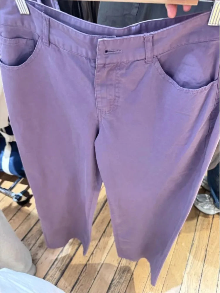 Purple Straight Jeans Women Casual Chic Streetwear Back Pockets Cotton Denim Long Pants Female Sweet Simple Trousers