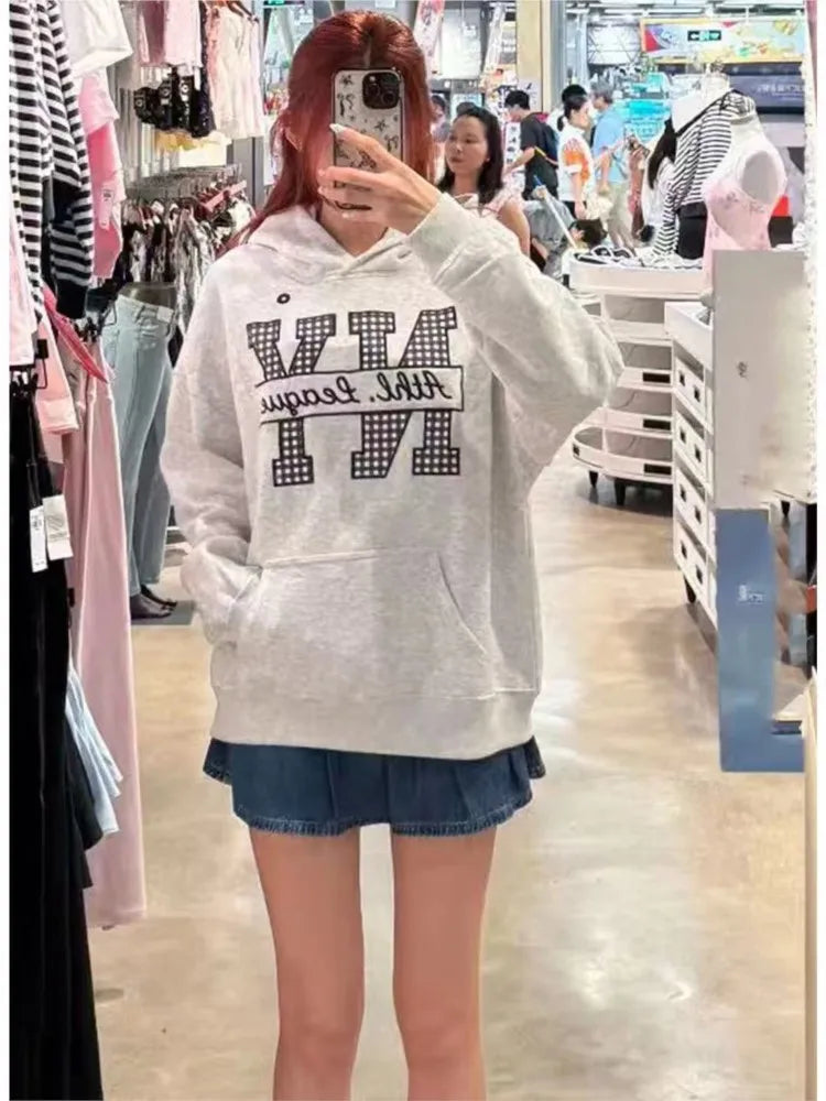 Sweet PInk Loose Sweatshirts Women Autumn Preppy Style Warm Cotton Casual Pullover Top Fashion Chic Cute Oversize Hoodies New
