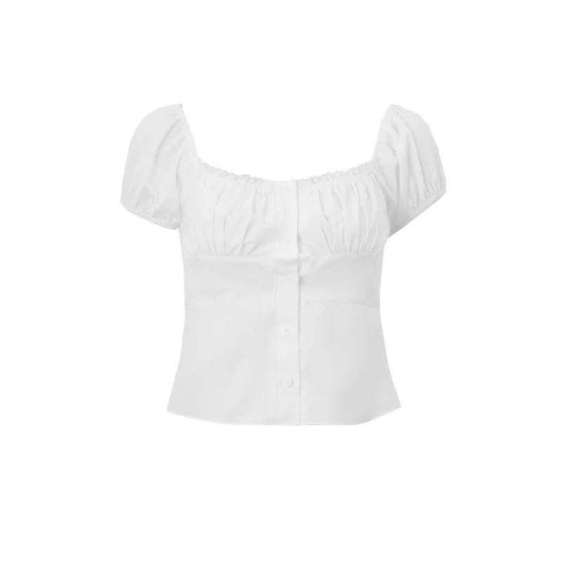 White Ruffle Sleeveless Blouse Top Women New Single Breasted Square Collar Tank Tops Vest Sweet Cute Preppy Style Camisole Y2K