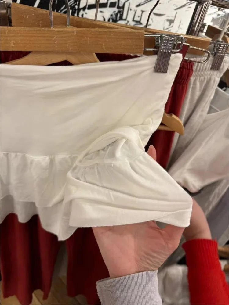 Tiered Ruffle White Mini Skirts Women Summer Sweet Cotton High Waist Skirt Female Cute Vintage Preppy Style A-line Short Faldas