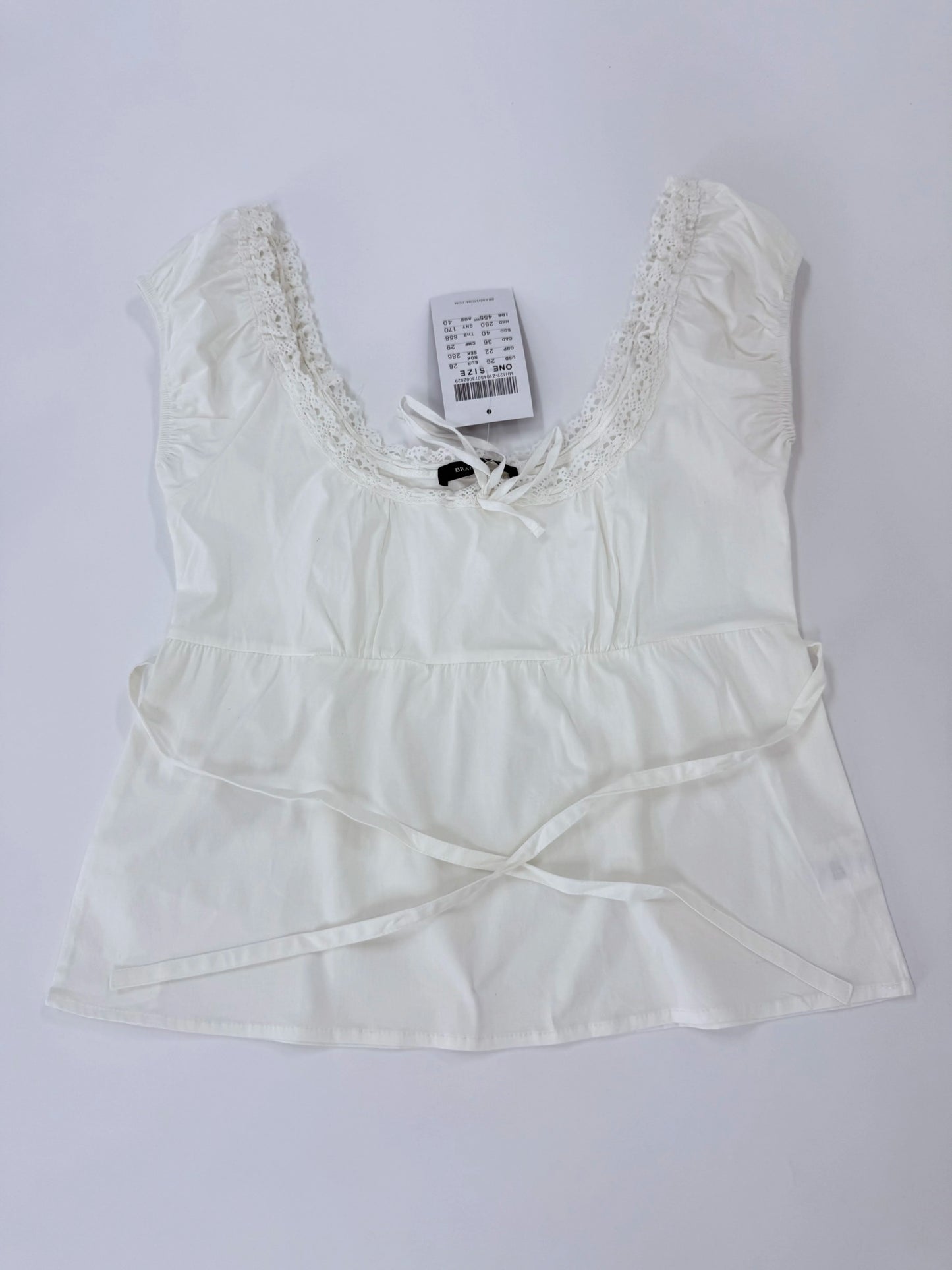 White Lace Trim T-Shirt Shorts Set Women Summer Lace-up Puff Sleeve Blouse+Elastic Waist Short Pants Sweet Simple 2 Piece Sets