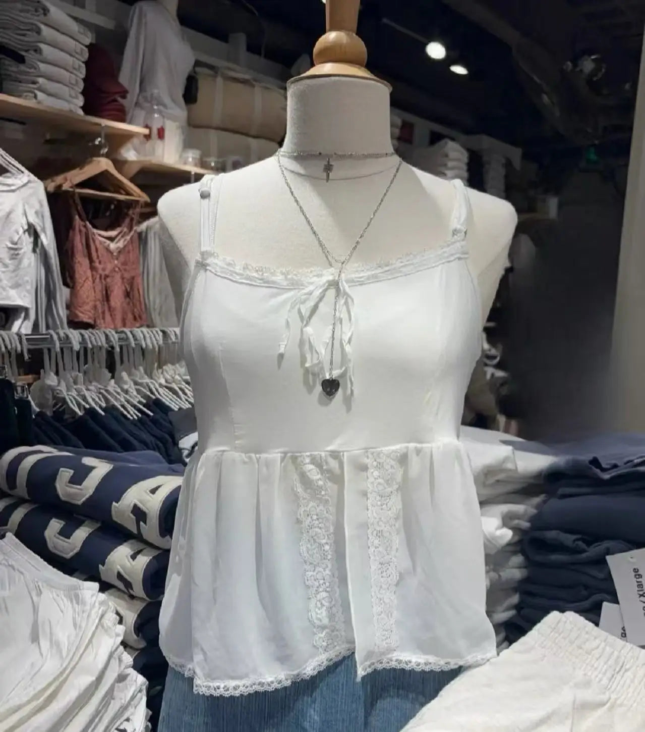 Cute White Square Neck Halter Strap Camisole Women Summer New Cotton Lace Trim Sleeveless Vests Sweet Vintage Chic Tank Tops Y2K