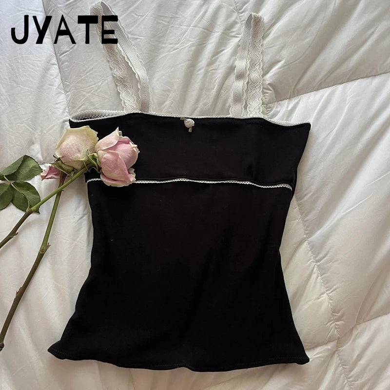 Sweet Fairy Style Knitted T-shirt Lace Trim Cotton Kawaii Slim Chic Short Sleeve Tees Female Vintage Streetwear Y2K Tops Clothes