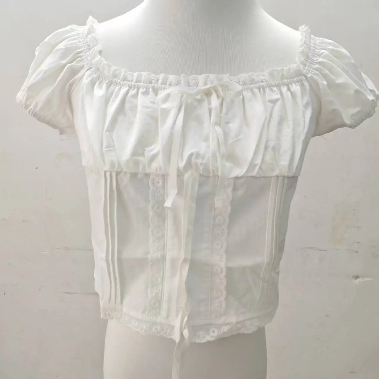 White Lace Trim Ruffles Short Sleeve Tees Women Summer Casual Streetwear Shirt Tops Sweet Chic Preppy Style Cropped T-shirts New