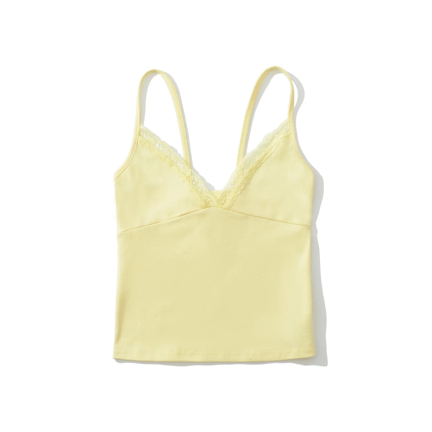 Sexy Lace Trim V-neck Tank Tops Women Summer New Casual Solid Preppy Style Slim Sleeveless Vests Sweet Cute Cropped Camisole Y2K