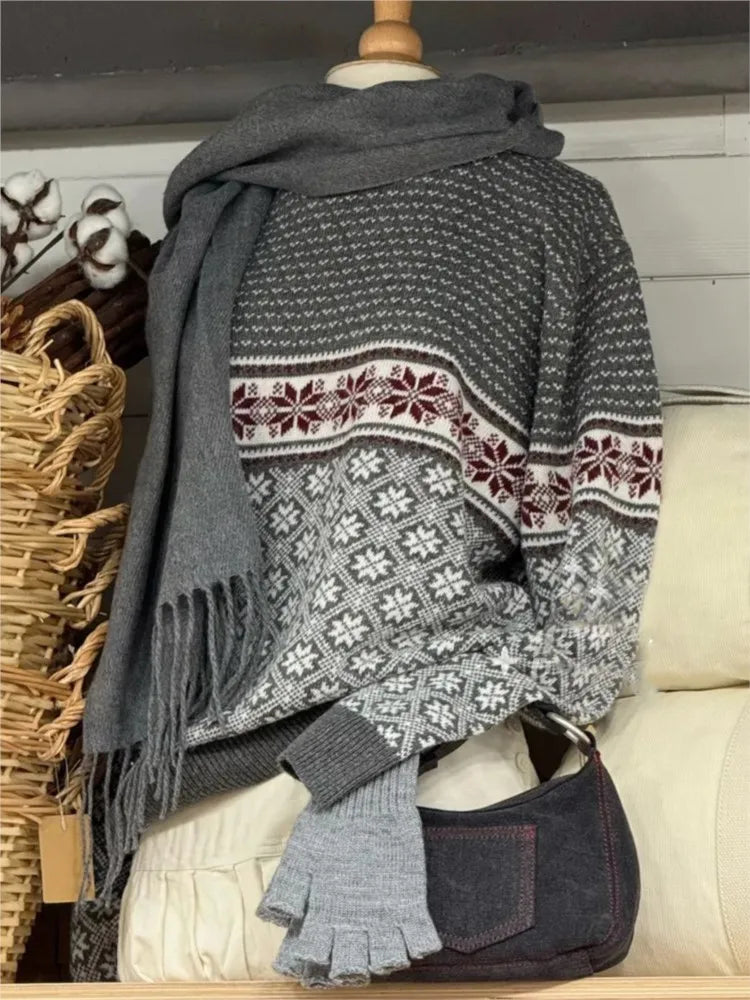 New Solid Tassel Knitted Scarf Women Winter/fall Unisex Warm Wool Long Size Vintage Casual All-match Preppy Style Scarves Y2K