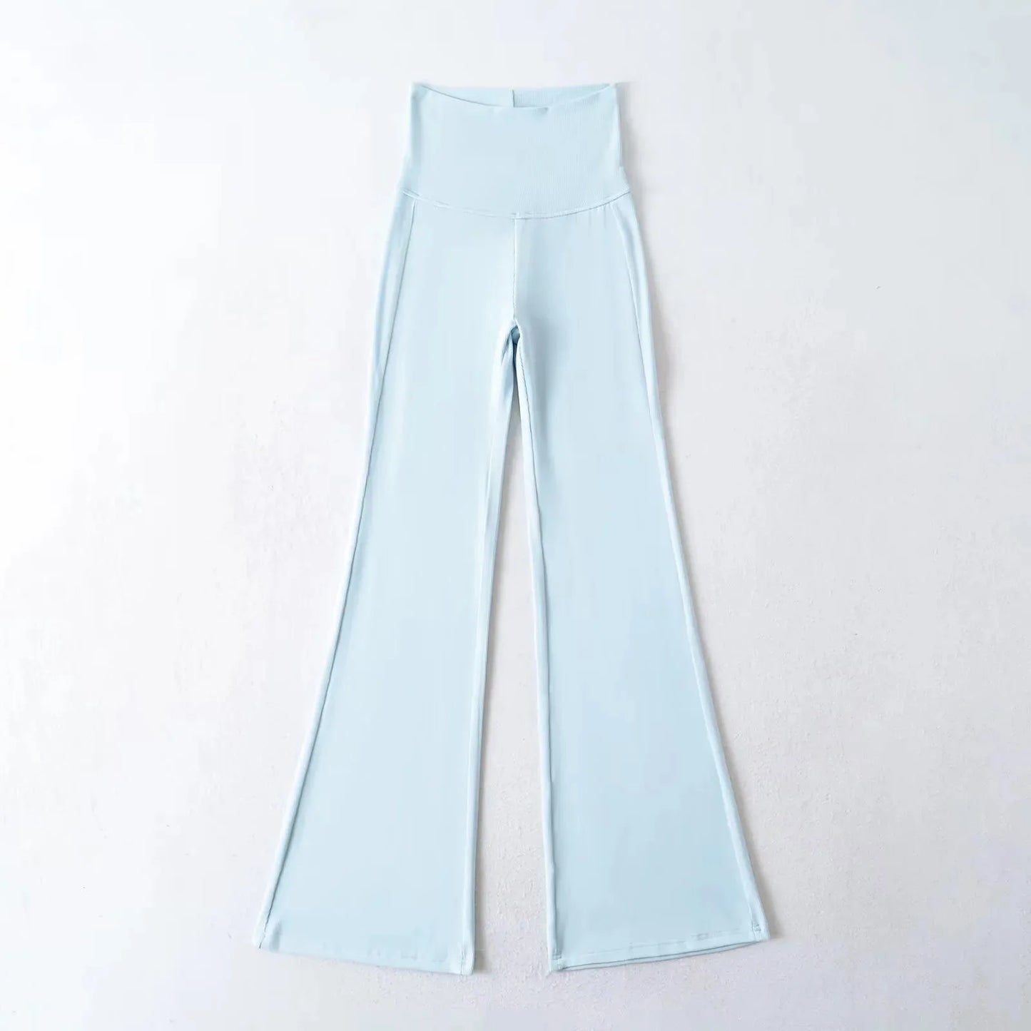American Slim Knitted Yoga Pants Women Summer New Sexy Casual Elastic High Waist Flare Pant Sweet Streetwear Straight Trousers