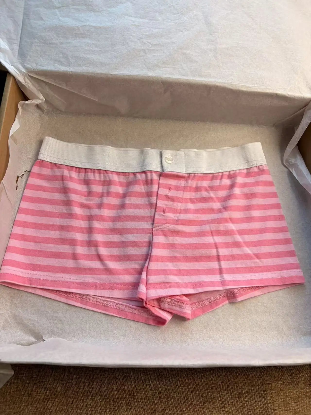 Sweet Pink Striped Collection Tshirt Women Simple Casual Cotton Buttons T-shirts Cute Preppy Style  Y2KCamisole+Slim Short Pants