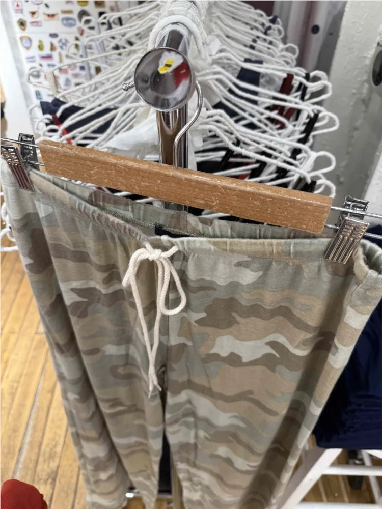 Vintage Camouflage Straight Sweatpants Women Autumn Low Waist Cotton Drawstring Trousers Casual Streetwear Y2K Sport Baggy Pant